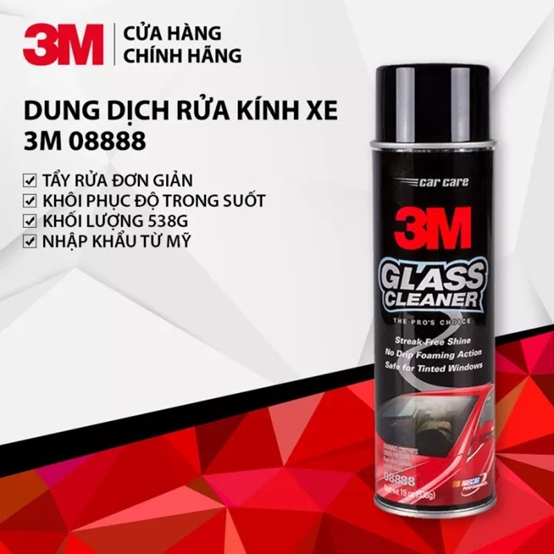 Chi tiết cách sử dụng nước rửa kính xe 3M Glass Cleaner